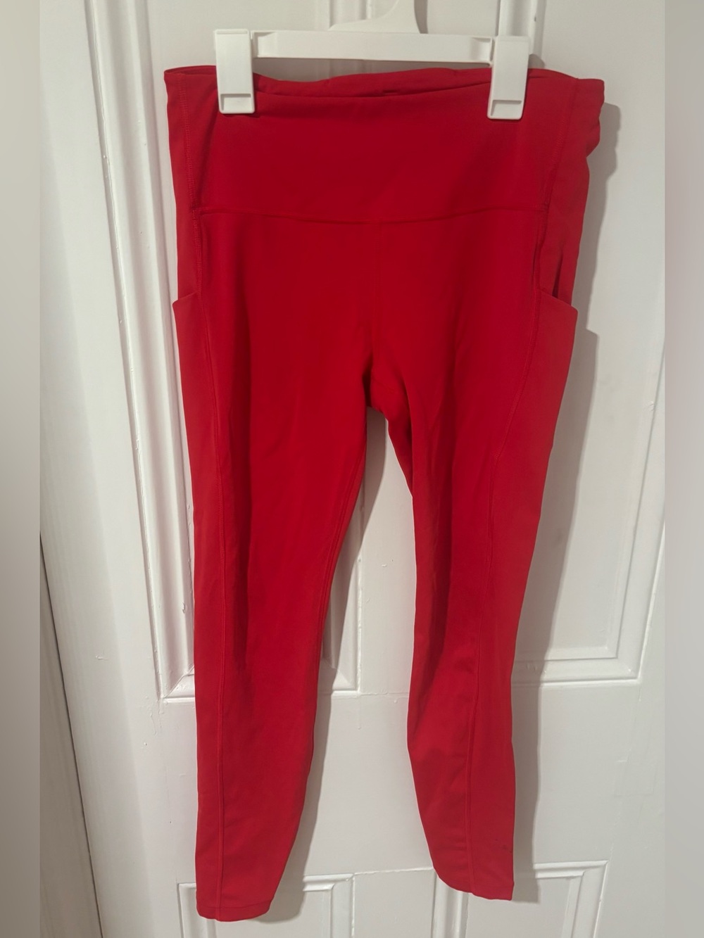 Athleta Red High-Rise Leggings with Side Pockets